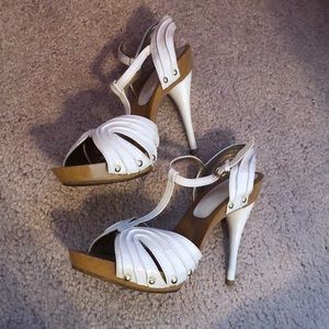 White wooden heels